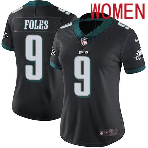 Women Philadelphia Eagles 9 Nick Foles Nike Black Vapor Limited NFL Jersey